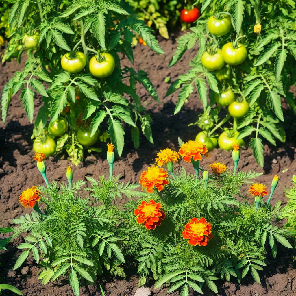 Marigolds planted with tomatoes